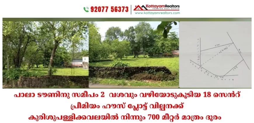 19 Cent Premium House Plot, Located Near Pala Town, just 700 Meters from Kurishupally Kavala